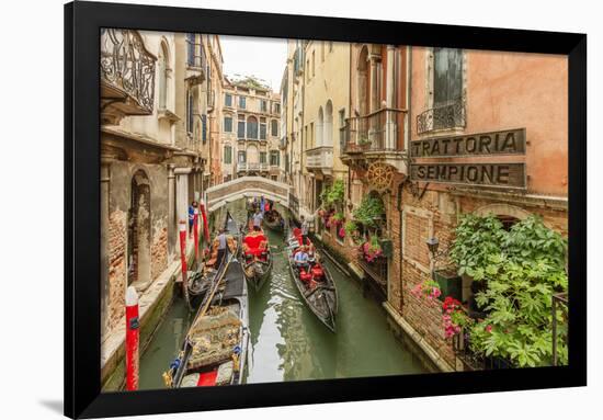 Gondola Traffic in Narrow Canal. Venice. Italy-Tom Norring-Framed Photographic Print