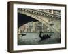 Gondola under the Rialto Bridge on the Grand Canal in Venice, Veneto, Italy-Rainford Roy-Framed Photographic Print