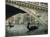 Gondola under the Rialto Bridge on the Grand Canal in Venice, Veneto, Italy-Rainford Roy-Mounted Photographic Print