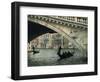 Gondola under the Rialto Bridge on the Grand Canal in Venice, Veneto, Italy-Rainford Roy-Framed Photographic Print