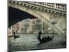 Gondola under the Rialto Bridge on the Grand Canal in Venice, Veneto, Italy-Rainford Roy-Mounted Photographic Print