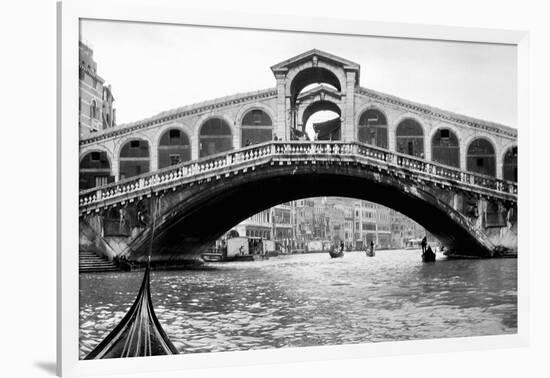 Gondola View of the Rialto Bridge in Venice, Italy, Ca. 1912-null-Framed Photographic Print