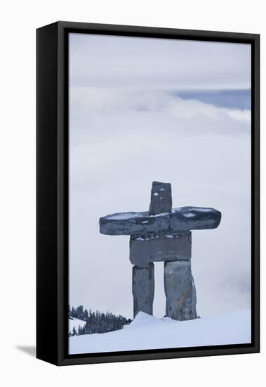 Gondola, Whistler to Blackcomb, Inuksuk First Nation Marker, British Columbia, Canada-Walter Bibikow-Framed Stretched Canvas