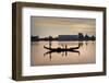 Gondola with balloons in Lake Merritt at sunset, Oakland, Alameda County, California, USA-Panoramic Images-Framed Photographic Print