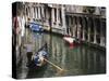 Gondola with Passengers on a Canal, Venice, Italy-Dennis Flaherty-Stretched Canvas