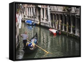 Gondola with Passengers on a Canal, Venice, Italy-Dennis Flaherty-Framed Stretched Canvas