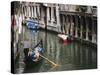 Gondola with Passengers on a Canal, Venice, Italy-Dennis Flaherty-Stretched Canvas