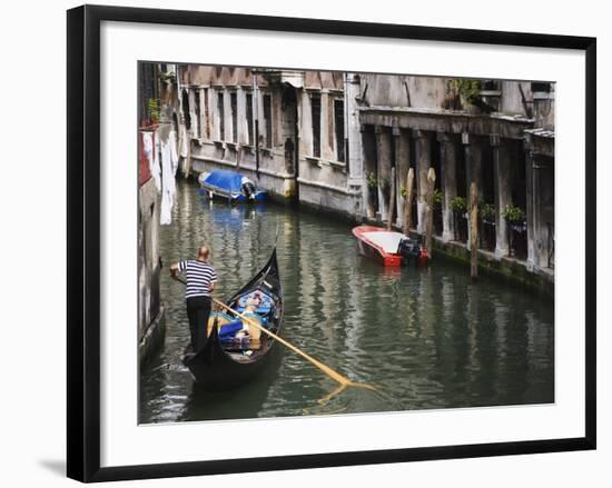 Gondola with Passengers on a Canal, Venice, Italy-Dennis Flaherty-Framed Photographic Print