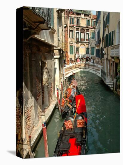 Gondolas along Canal, Venice, Italy-Lisa S. Engelbrecht-Stretched Canvas