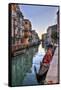 Gondolas Along the Canals of Venice, Italy-Darrell Gulin-Framed Stretched Canvas