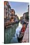 Gondolas Along the Canals of Venice, Italy-Darrell Gulin-Stretched Canvas