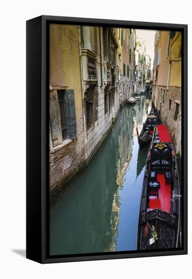 Gondolas and canal, Venice, Veneto, Italy-Russ Bishop-Framed Stretched Canvas