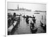 Gondolas and Gondoliers on a Rainy Day in Venice Italy, June 1965-null-Framed Photographic Print