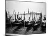 Gondolas and Gondoliers on a Rainy Day in Venice Italy, June 1965-null-Mounted Photographic Print