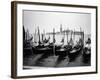 Gondolas and Gondoliers on a Rainy Day in Venice Italy, June 1965-null-Framed Photographic Print