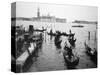 Gondolas and Gondoliers on a Rainy Day in Venice Italy, June 1965-null-Stretched Canvas