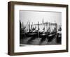 Gondolas and Gondoliers on a Rainy Day in Venice Italy, June 1965-null-Framed Photographic Print