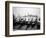 Gondolas and Gondoliers on a Rainy Day in Venice Italy, June 1965-null-Framed Photographic Print