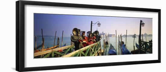 Gondolas and People in Carnival Costumes, Piazza San Marco, Venice, Italy-Peter Adams-Framed Photographic Print