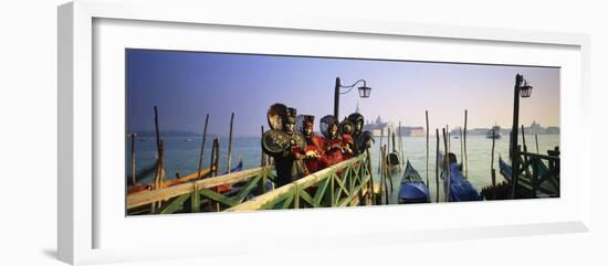 Gondolas and People in Carnival Costumes, Piazza San Marco, Venice, Italy-Peter Adams-Framed Photographic Print