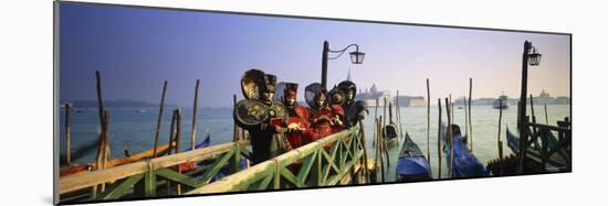 Gondolas and People in Carnival Costumes, Piazza San Marco, Venice, Italy-Peter Adams-Mounted Photographic Print