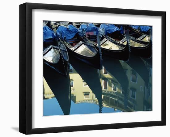 Gondolas and Reflections, Orseole, Near St. Mark's Square, Venice, Veneto, Italy-Lee Frost-Framed Photographic Print