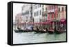 Gondolas and Restaurants at Grand Canal. Venice. Italy-Tom Norring-Framed Stretched Canvas