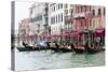 Gondolas and Restaurants at Grand Canal. Venice. Italy-Tom Norring-Stretched Canvas