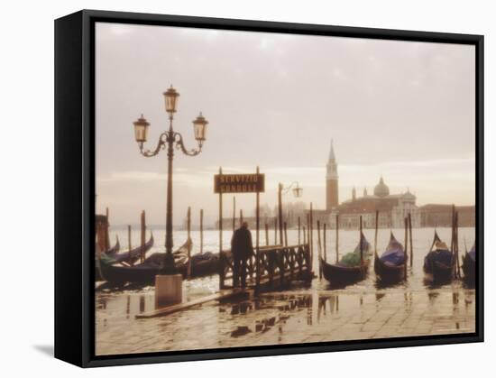 Gondolas and San Giorgio Maggiore, Venice, Veneto, Italy-Lee Frost-Framed Stretched Canvas