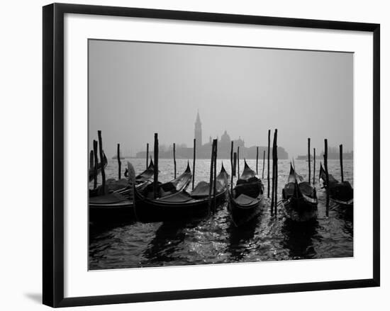 Gondolas and the Church of San Giorgio Maggiore, Venice, Veneto, Italy-Roy Rainford-Framed Photographic Print