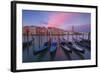 Gondolas at Dorsoduro, Venice, Veneto, Italy. in the Background the St. Mark's Bell Tower-ClickAlps-Framed Photographic Print