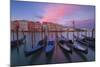 Gondolas at Dorsoduro, Venice, Veneto, Italy. in the Background the St. Mark's Bell Tower-ClickAlps-Mounted Photographic Print