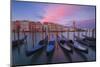 Gondolas at Dorsoduro, Venice, Veneto, Italy. in the Background the St. Mark's Bell Tower-ClickAlps-Mounted Photographic Print