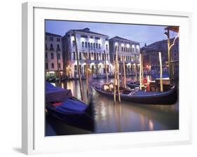 Gondolas at Night, Venice, Italy-Peter Adams-Framed Photographic Print