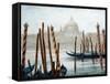 Gondolas At Rest-Richard Willis-Framed Stretched Canvas