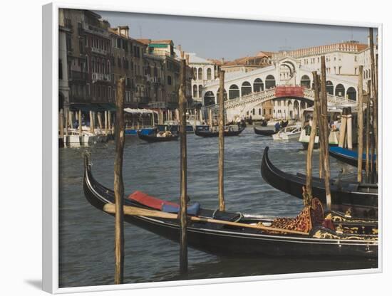 Gondolas, Grand Canal and Rialto Bridge, Venice, Unesco World Heritage Site, Veneto, Italy-James Emmerson-Framed Photographic Print