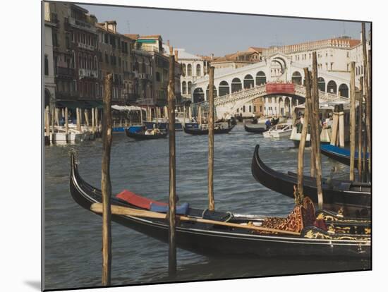 Gondolas, Grand Canal and Rialto Bridge, Venice, Unesco World Heritage Site, Veneto, Italy-James Emmerson-Mounted Photographic Print