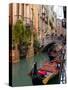 Gondolas Moored along Grand Canal, Venice, Italy-Lisa S^ Engelbrecht-Stretched Canvas