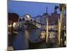 Gondolas Moored on the Grand Canal at Riva Del Vin, with Rialto Bridge Behind, Venice, Veneto-Hazel Stuart-Mounted Photographic Print