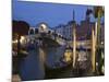 Gondolas Moored on the Grand Canal at Riva Del Vin, with Rialto Bridge Behind, Venice, Veneto-Hazel Stuart-Mounted Photographic Print