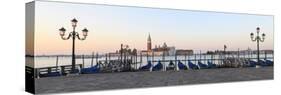 Gondolas Moored on the Lagoon, San Giorgio Maggiore Beyond, Riva Degli Schiavoni-Amanda Hall-Stretched Canvas