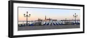 Gondolas Moored on the Lagoon, San Giorgio Maggiore Beyond, Riva Degli Schiavoni-Amanda Hall-Framed Photographic Print