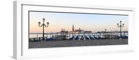 Gondolas Moored on the Lagoon, San Giorgio Maggiore Beyond, Riva Degli Schiavoni-Amanda Hall-Framed Photographic Print