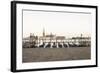 Gondolas Moored on the Lagoon, San Giorgio Maggiore Beyond, Riva Degli Schiavoni-Amanda Hall-Framed Photographic Print