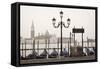 Gondolas Moored on the Lagoon, San Giorgio Maggiore Beyond, Riva Degli Schiavoni-Amanda Hall-Framed Stretched Canvas