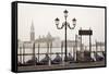 Gondolas Moored on the Lagoon, San Giorgio Maggiore Beyond, Riva Degli Schiavoni-Amanda Hall-Framed Stretched Canvas