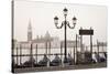 Gondolas Moored on the Lagoon, San Giorgio Maggiore Beyond, Riva Degli Schiavoni-Amanda Hall-Stretched Canvas