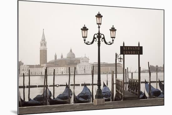 Gondolas Moored on the Lagoon, San Giorgio Maggiore Beyond, Riva Degli Schiavoni-Amanda Hall-Mounted Photographic Print