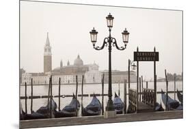 Gondolas Moored on the Lagoon, San Giorgio Maggiore Beyond, Riva Degli Schiavoni-Amanda Hall-Mounted Photographic Print