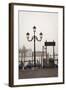 Gondolas Moored on the Lagoon, San Giorgio Maggiore Beyond, Riva Degli Schiavoni-Amanda Hall-Framed Photographic Print